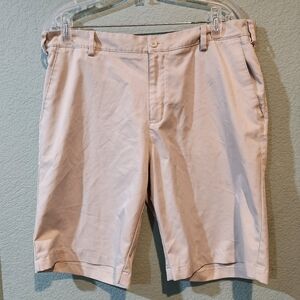 Adidas Shorts Men’s 34 Beige Khaki Flat Front Performance Golf Athletic Stretch